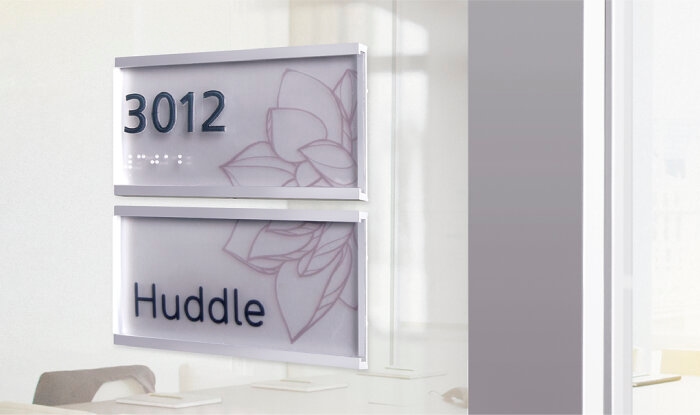 Lucid Room ID C-Channel on glass conference room door