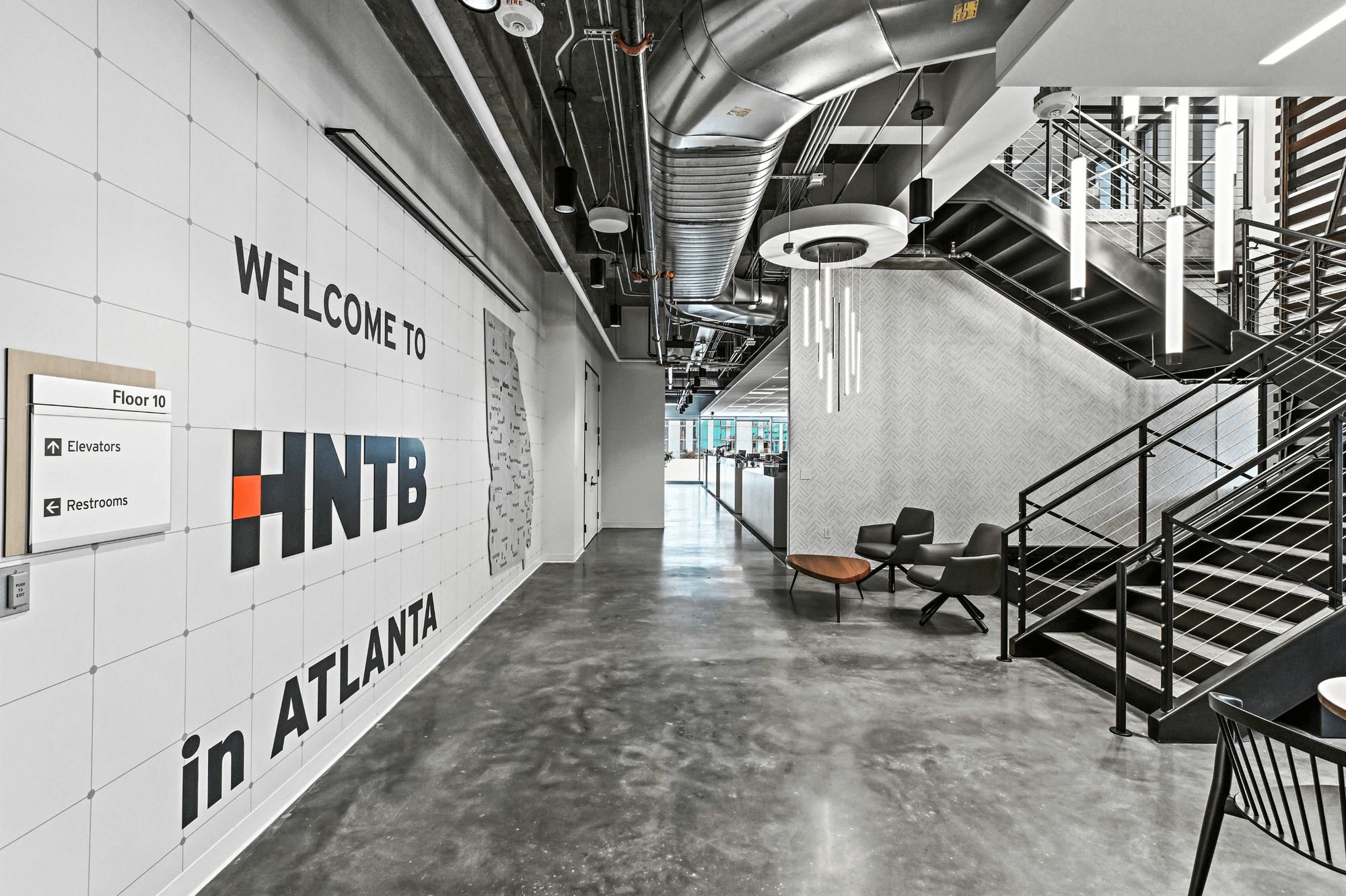 HNTB Wallcovering and acoustic panel display